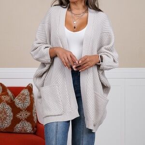 Catalina Ribbed Knit Cardigan - Off White